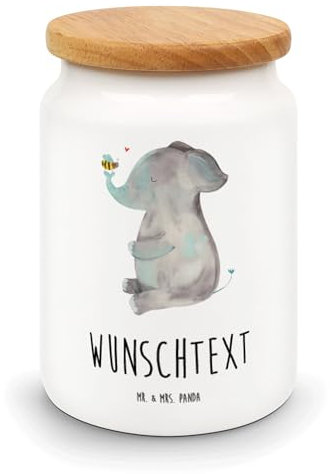 Mr. & Mrs. Panda Personalisierte Vorratsdose Elefant Biene - Geschenke, Lustige Sprüche, Hochzeitsgeschenk, Selbst Gestalten, Mit Aufdruck, Liebe, Gravur, Spruch, Heiratsantrag, Individuelle