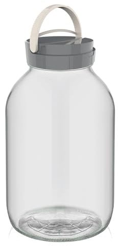 Best House Glass Jar with plastic lid - 3 Litres, Kitchen Food Storage Container, Handle for Easy Carrying Lightweight and Durable (Pack of 2)