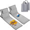 Ikodm Strandmatte 2X, Strandliege klappbar leicht, Strandmatte Faltbar mit 5-stufig Verstellbarer Rückenlehne, Tragbar, inklusive Tragetasche, Beachmatte für Urlaub, Garten, Camping -Hellgrau