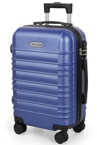 MoFut Hartschalen-Handgepäck Koffer aus ABS – Reisekoffer mit 4 Drehbaren Rollen (360°), Trolley mit Aluminium-Teleskopstange und 3 Stelige-Zahlenschloss (M – 41L, Himmelblau)