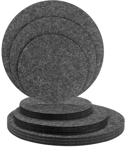 SHUESS 12er Set Filz Untersetzer Run, Tischuntersetzer aus robustem Filz Ø 20 cm, 25 cm, 30 cm, Glasuntersetzer in dunkelgrau für Getränke, Bar, Tassen, Glas - Filzuntersetzer