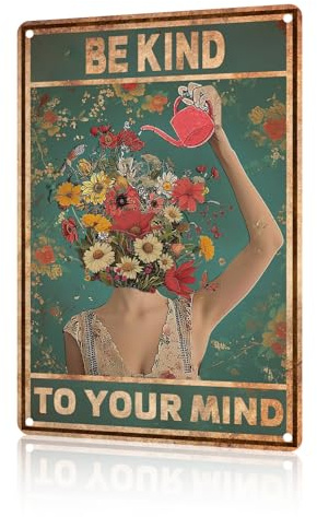 macago Vintage-Blechschilder Be Kind To Your Mind, Geschenk für Zuhause, Schlafzimmer, Pflanzenzimmer, Wanddekoration, 20,3 x 30,5 cm
