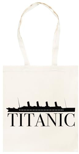 Udaytee Titanic Side Profile Beigefarbene Unisex-Einkaufstasche Aus Baumwolle