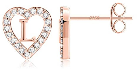 TINGN Ohrstecker Ohrringe Rosegold - Ohrringe Kinder Ohrstecker Buchstaben L Ohrringes Rosegold Teenager Mädchen Geschenke für Mädchen Herz Buchstaben Ohrringes Damen Schmuck Ohrsteckers Kinder