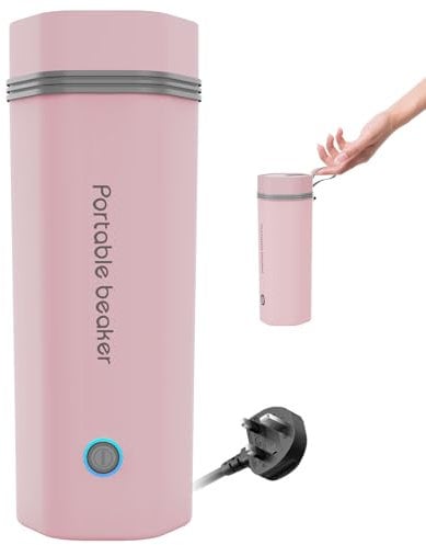 Emooncn 350ML Portable Travel Kettle Fast Boil Quiet Small Kettle Stainless Steel Mini Electric Kettle Auto Shut Off Travel Tea Kettle for Bedroom Electric Heating Cup for Tea Milk Coffee Pink Kettle