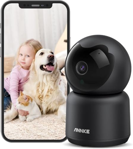 ANNKE Crater - Cámara de seguridad WiFi 2-2K, cámara interna de 360 grados con audio bidireccional, detección de movimiento humano, almacenamiento en la nube y tarjeta SD, funciona con Alexa