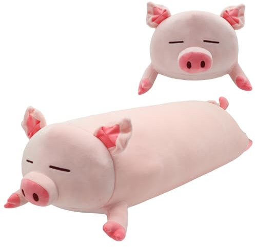 Ponjauk Langes Plüsch-Schwein Kuscheltier 85cm, Riesiges Pinkes Schwein Plüschtier, Süßes Schwein Plüschtier zum Schlafen und Umarmen, Langer Körper Werfkissen für Kinder