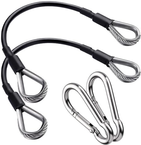 AIKESIWAY 2PCS Gym Cable Extension,Replacement Cable Machine Accessories,Cable Pulley Attachments for Gym -Thick 5mm(0.2inch) Heavy Duty Steel Wire Rope for Home Gym Cable (20 inch (2PCS))