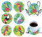 F4B 6-teilige Untersetzer Exotische Vögel Diamantmalerei | Runde Strasssteine | Mit Halter | Untersetzer | Papagei | Kakadu | Tukan | Kinder | Paket Erwachsene und Kinder