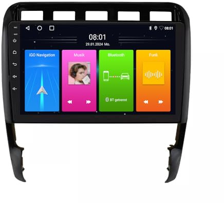 9 Android Auto GPS Radio Navigator Carplay Replacement for Porsche Cayenne S 9PA Turbo 955 957 with GPS Bluetooth FM USB WiFi DVR RDS TPMS SWC Dab