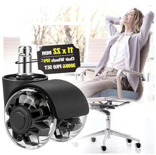 Bürostuhl Rollen,2-Zoll-Doppelrollen, 5 Set,Gummi Ersatz Rollen,Hochleistungsgummirollen Glatter,leiser,Schützen Sie Ihre Holzböden, Teppiche und Fliesen für alle Böden,11 x 22 mm schwarz