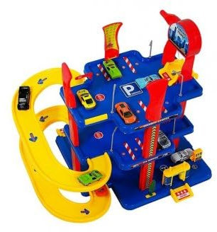 Grandg Garage Parking 3 Niveaux 50 cm de Hauteur livré sans Voitures - Set Garage 3 etages avec Carte Animal - Jouets garçon