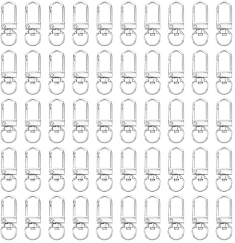Karabinerhaken Mit Drehgelenk, 50 Stück Karabinerhaken Metal, 360° Drehbarem Metal Krallenverschlüsse, Silber Schlüsselanhänger Für Diy Taschen Basteln Geldbeutel Rucksack Und Schmuckzubehör