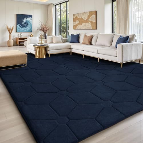 Sour Lemon Groß Teppich Wohnzimmer 275x370cm, Flauschiger Teppiche Blau | Wohnzimmerteppich Teppich Schlafzimmer Waschbarer Carpet Gegend Kurzflor Flauschig Rutschmatte Kinderzimmer Teppiche