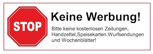 Luimode 15st Keine Werbung Schild Aufkleber Briefkastenschild Aufkleber 8,5 x 3 cm Gegen Reklame im Briefkasten I wetterfest I selbstklebend