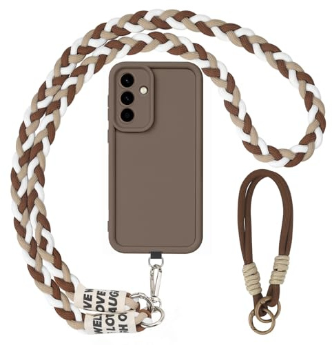AICISINGN Handyhülle für Samsung Galaxy A55 Hülle mit Band und Armband, Handykette Schutzhülle mit Schnur Kordel zum Umhängen TPU Weiche Cover Case für Samsung A55 5G, 04