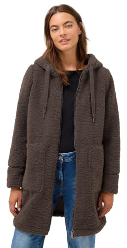 CECIL Damen 1005388 Teddy Mantel mit Kapuze, Mushroom Taupe, 46