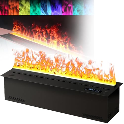 3D Water Vapor Fireplace Insert Realistic, Multi-Colored Water Vapor Fireplace, Decorative Fireplace, Not Heating,Smart App/Remote/Touch Control,50cm/19.6in
