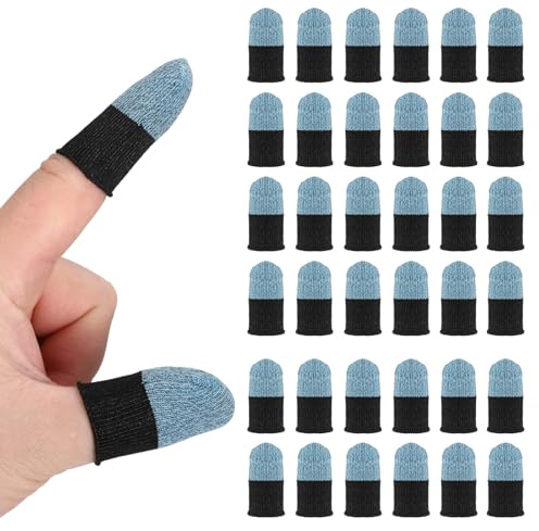 PATIKIL Controller Finger Thumb Sleeve, 120 Pack Mobile Gaming Finger Sleeve Silver Fiber Tip Gloves Anti-Sweat Breathable for Game Phone Touchscreen Devices, Dark Blue