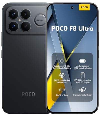XIAOMI POCO F8 Ultra Smartphone 16+512GB Black 6500mAh (typ) Battery