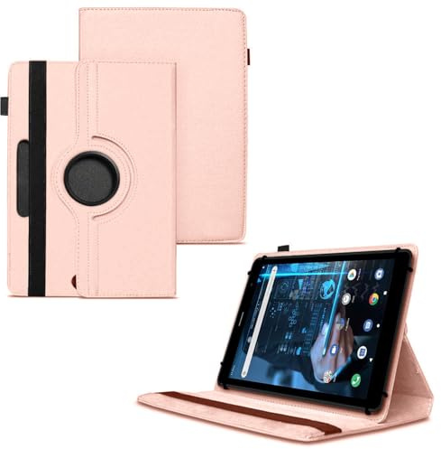 World biz Universal 8 inch Tablet Case, PU Leather Stand Case Folio Cover 360° Rotating Case Fits for All 8.0 Inch Samsung, Lenovo, Acer, Huawei, Sony, iPad, Toshiba Android Tablets (Rose Gold)