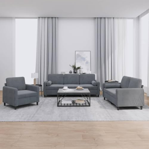 Mimdixy Küchensofa Moderne Couch Loungesofa,3-TLG. Sofagarnitur mit Kissen Dunkelgrau Samt für Wohnzimmer, Schlafzimmer, kleinen Raum