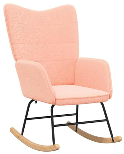 Tomostar Fauteuil à Bascule, Rocking Chair Chaise à Bascule Fauteuil de Relaxation Rose Tissu Sherpa