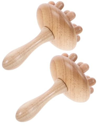 BAZEITFLOW 2stücke Holzkamm für Kopfhautmassage mit Breiten Zinken Antistatisch und Ergonomisch Designed Kleiner Naturholzkamm als Mehrzweckkamm