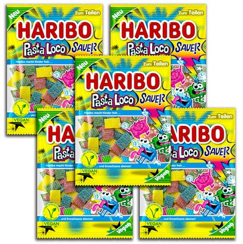 5 er Pack Haribo Pasta Loco sauer vegan 5 x 160g Saures Fruchtgummi