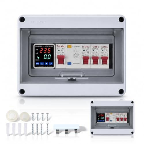3-Wege Sicherungskasten Kleinverteiler - IP65 Wasserdichte mit FI Schalter | Wasserdichter Aufputz-Verteilerkasten für Garage, Wohnwagen, Zuhause und Büro