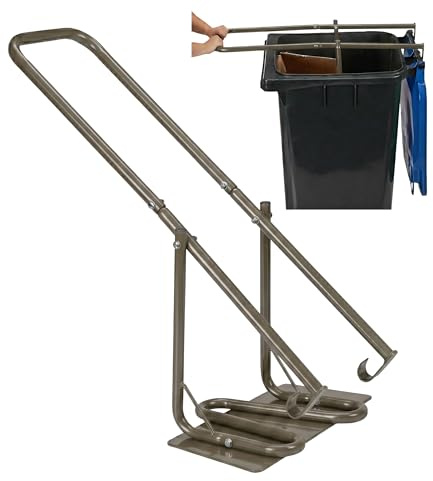 Relaxdays Müllpresse für Mülltonne, Müllverdichter mit Metallplatte, braun | Hausmüll, Restmüll, Plastik, manuell, Stahl
