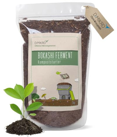 DIMIKRO Bokashi Ferment - Bio Qualität 1 Kg Fermentationshilfe für Bokashi Eimer und Kompost - Eliminiert Gerüche, Schimmel & Fäulnis - 100% Vegan & natürlich mit Effektiven Mikroorganismen