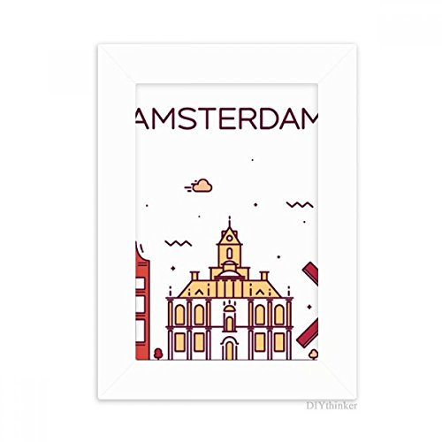 DIYthinker Amsterdam FlachWahrzeichen Desktop-Bilderrahmen Foto Weiß-Kunst-Malerei Passt 10.2 x 15.2cm (4 x 6 Zoll) Bild Mehrfarbig