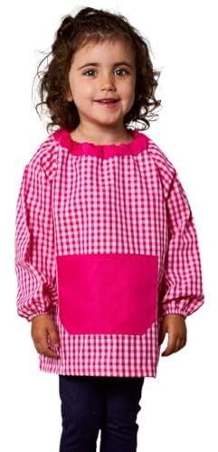 KLOTTZ PONCHO - Babi poncho sin botones guardería. Bata escolar cómoda de vestir perfecta para comedores y colegios. bebé-niños color: FUCSIA talla: 3