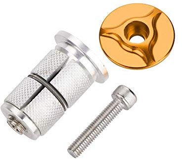 Dwawoo Fahrrad Stem Headset Fahrrad Gabel Expander Fahrrad Carbon Fiber Headset Key Expander Stylisch und langlebig Aluminiumlegierung Fahrrad Zubehör(Gold)