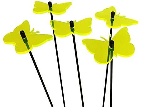 Sun Catcher Garden Decor Sonnenfänger 5 leuchtende Schmetterlinge, Garten Dekoration Geschenk für Beet, Balkon oder Terrasse, Farbe:gelb