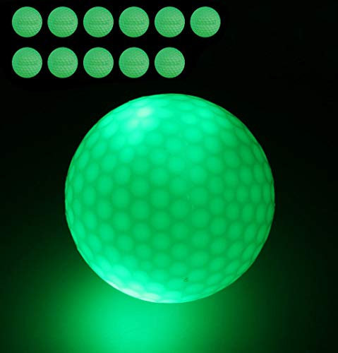 FHEDE 12 Stück Nacht Golfbälle, Leuchtstarker Leuchtstoffgolfball für das Beste Schlagturnier, Keine LED im Inneren Schlagen Sie den Ball mehr als 1000 Mal (12)