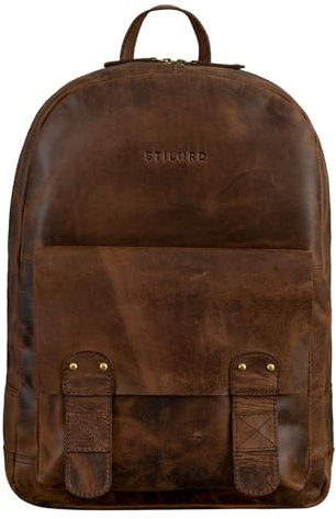 STILORD 'Nalos' Vintage Sac à Dos Cuir pour Femmes Hommes XL Sac tyrolien pour Ordinateur Portable 13,3 Pouces A4 Sac pour école université Voyage et Temps Libre, Couleur:seppia - Marron