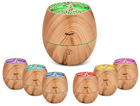 CkeyiN 120 ml Diffusoren für Kleine Ätherische Öle Tragbarer Aromatherapie-Diffusor mit Kühlem Nebel und 7 Farbwechselnden LED-Leuchten, Wasserloser Automatischer Ultraschallbefeuchter