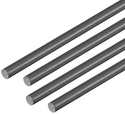 sourcing map Carbone Fibre Rond Tige Avion Fixé Tige pour RC Avion 3mm, 500mm/19.6pouce Longueur Mat Pôle 4pcs