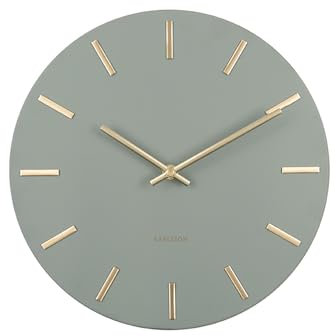 Karlsson Wanduhr Charm - Dschungel Grün/Gold - Ø30cm - Rund - Stahl - Wanduhr Modern Wohnzimmer - Wanduhren