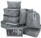 wiipara Packwürfel Set 8-teilig, Koffer Organizer Packing Cubes Set, Wasserdichte Kofferorganizer mit Schuhbeutel & Kosmetiktasche – Leicht & Reißfest für Reisen (Grau)