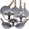 Bateria de cocina 5 piezas SAN IGNACIO Cassel, acero inoxidable, con juego sartenes (18/20/22/24/26/28 cm) SAN IGNACIO Daimiel en aluminio forjado