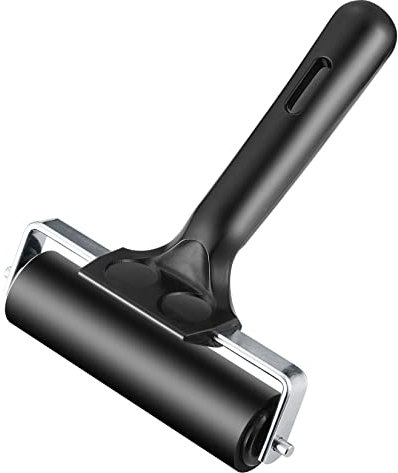 10cm Brayer Roller, Rubber Brayer Roller with 11cm (4.3in) Handle, Paint and Ink Roller Tool for Stamping and Scrapbooks, Screen Print Making