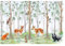 WallArena Carta Da Parati Fotografica Bambini Foresta Animali Alberi Verde - Include Colla - Design Carta per Pareti Camera Ragazzo Ragazza Fotomurali In Tessuto Non Tessuto TNT (368x254 cm)