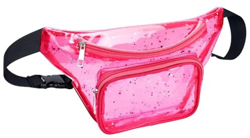 Geestock Marsupio olografico per donne/uomini, marsupio da uomo, impermeabile, lucido, marsupio con cintura regolabile per viaggi, feste, festival rave, 02-paillettes Rosa Rosso, Borsa Messenger