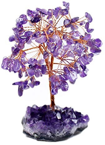 KIZQYN Money Tree Kristallbaum Amethyst Edelstein Baum Quarz Kristall Cluster Bonsai Glück Geldbaum Skulptur Home Office Decoratio for Wohlstand und Glück Feng Shui Decor Tree