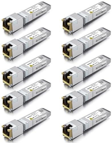 ipolex 10PCS 1.25/2.5/5/10Gb SFP+ RJ45-Kupfer-Transceiver (CAT.6a. 30m) | 10GBase-T SFP+-Ethernet-Modul, Kompatibel mit Cisco SFP-10G-T-S, Ubiquiti UniFi UF-RJ45-10G, Mikrotik S+RJ10, Netgear etc.