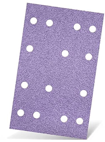 MENZER Purple HD Klett-Schleifblätter, 133 x 80 mm, 14-Loch, f. Schwingschleifer, Keramik-Mix (50 Stk.) K120