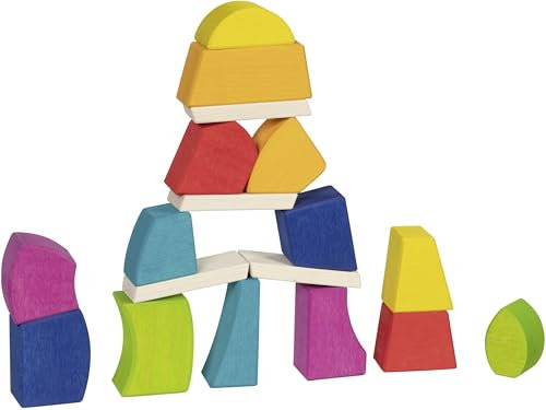 goki 58355 - Bausteine Creo - aus hochwertigem Ahornholz - goki Evolution - Bunte Farben auf Wasserbasis - Montessori-Spielzeug - Made in EU